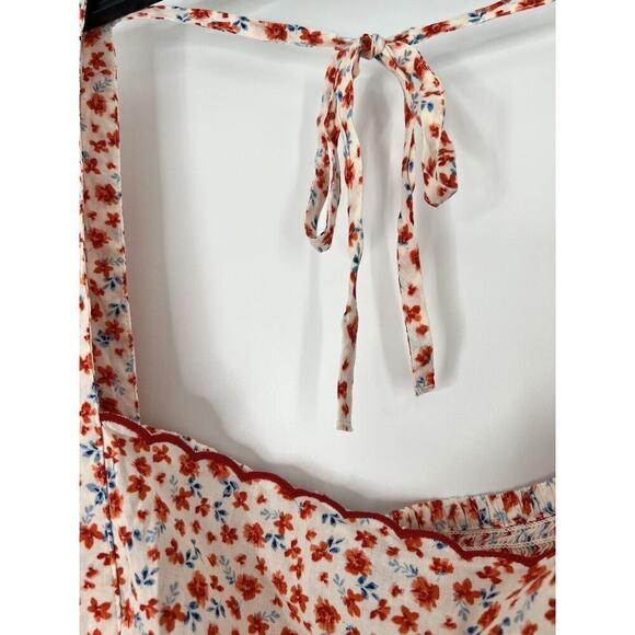 Old Navy Blouse Size 4X Floral Boho Babydoll Tie Back Short Flutter Sleeves Top - Picture 10 of 12